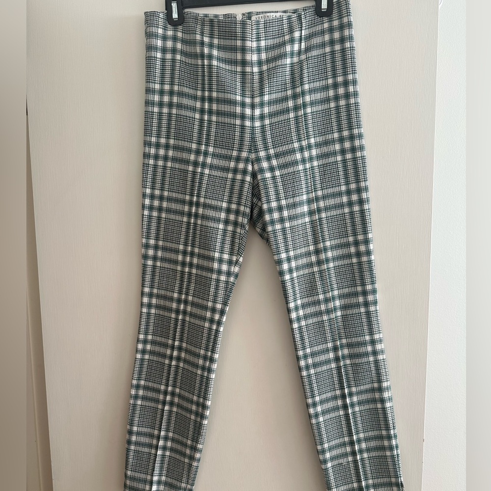 Veronica Beard Plaid Honolulu Pants - Green and White
